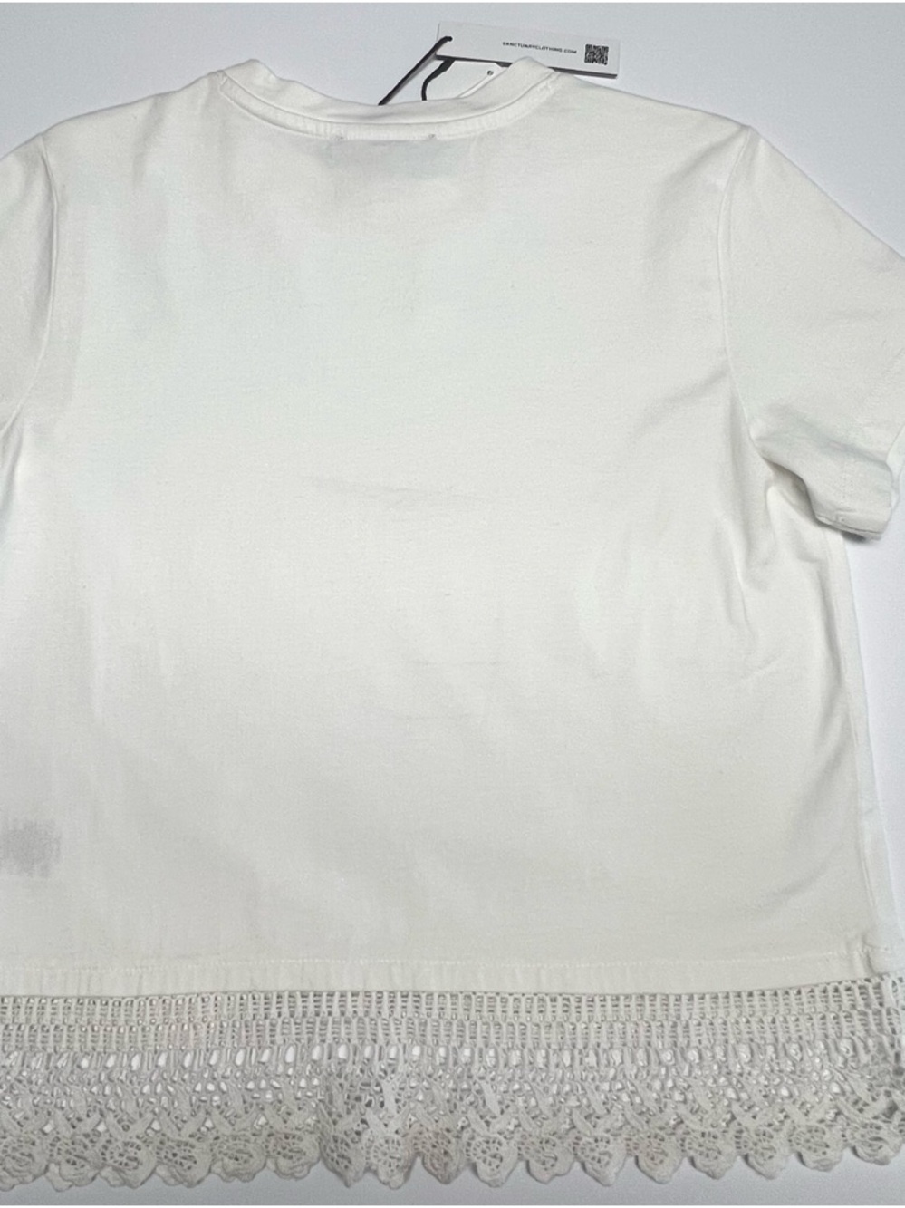 SANCTUARY Lace Tee White Crochet Lace Hem Cotton Top XS NWT Feminine‎ - Picture 11 of 11
